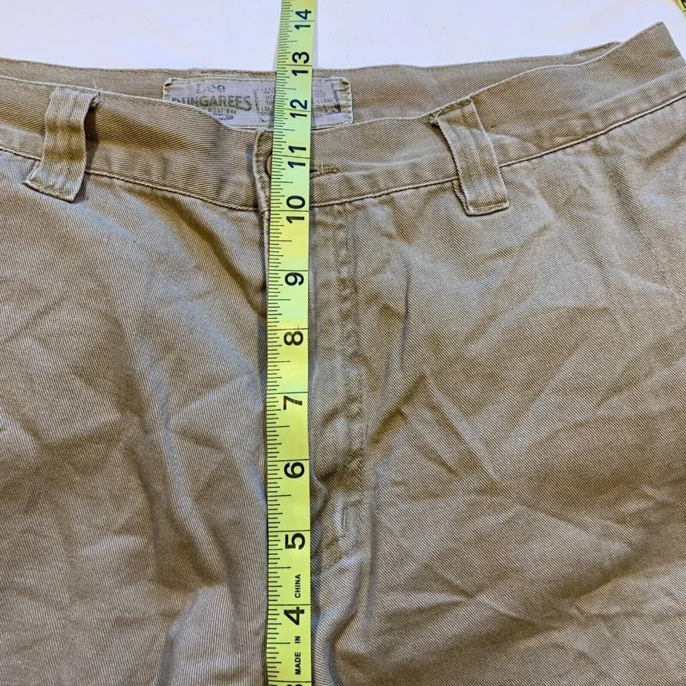 Vintage Lee Dungarees Cargo Shorts Mens 32x11 Longer‎ Length Heavyweight Khaki